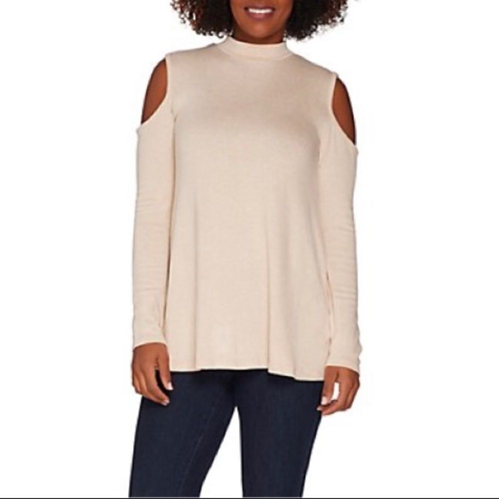 Lisa Rinna Collection Cold Shoulder Knit Top